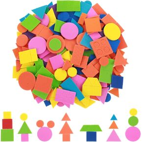 Nogeqi 400 Pcs Foam Shape Stickers Self Adhesive Foam Stickers for Kids Crafts, Geometric Shapes Sticker for Preschool DIY Art Supplies Project, Star Circle Square Triangle, Multicolored in Kuwait