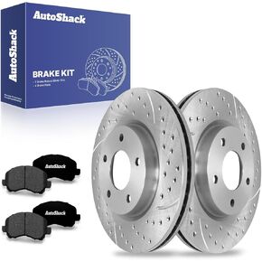 AutoShack Front Brake Kit Replacement for Jeep Patriot Compass 4WD FWD Drilled & Slotted E-Coated Disc Brake Rotors Black Ceramic Brakes Pads 11.57" 294 mm SCDPR6304063040866 in Saudi Arabia