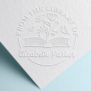 Book Embosser Personalized with Birth Flower Month Designs and Name, Optional Embosser Handle Colors | Custom Book Stamp for Personal Library | Unique Gift for Book Lovers, Teachers and Libraries in Kuwait