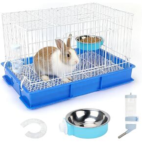 BWOGUE Small Rabbit Cage Indoor, Guinea Pig Cages with Water Bottle, Hangable Food Dish & Grid Mesh Floor, Bunny Enclosure for Hamster, Ferret, Rat, Chinchillas, Hedgehog and Small Animal in Kuwait