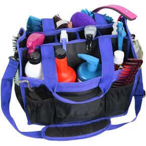 حقيبة حمل من النايلون من Country Pride للخيول، قاعدة شبكية متينة، مقصورات داخلية كبيرة للبخاخات والزجاجات، جيوب مرنة خارجية، حزام كتف مبطن قابل للفصل، 35.56 سم × 30.48 سم × 22.86 سم (أسود) in Kuwait