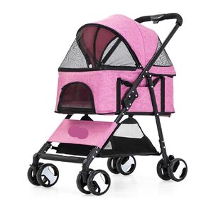 Pet Strollers Pet Stroller Four-Wheel Pet Stroller Folding Pet Stroller Lightweight Pet Stroller Outdoor Pet Stroller Pet Stroller Medium(Pink,Medium) in Kuwait