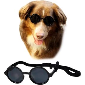 G001 Medium Breeds 20-40 lbs Dog Cat Pet Costume Prop Round Sunglasses (Black) in Kuwait