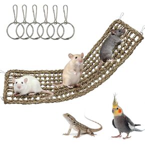 ألعاب تسلق الفئران للقفص مقاس 30 × 7 بوصة، حصيرة الأعشاب البحرية الطبيعية القابلة للمضغ مع خطافات معدنية، أدوات كسر السقوط الناعمة للفئران، لعبة جسر سلم الفئران مع رائحة عشبية خفيفة، ملحقات قفص أرجوحة القوارض in Kuwait