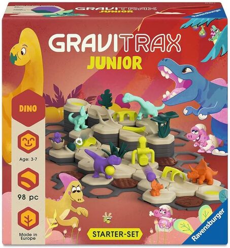 Ravensburger GraviTrax Junior Starter Set L Dino 24586 - مسار رخامي قابل للتوسيع للأطفال، مصنوع من مواد صديقة للبيئة مع عوالم موضوعية، لعبة تعليمية وبناء من 3 سنوات in Kuwait