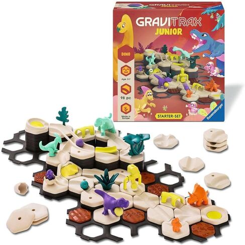 Ravensburger GraviTrax Junior Starter Set L Dino 24586 - مسار رخامي قابل للتوسيع للأطفال، مصنوع من مواد صديقة للبيئة مع عوالم موضوعية، لعبة تعليمية وبناء من 3 سنوات in Kuwait