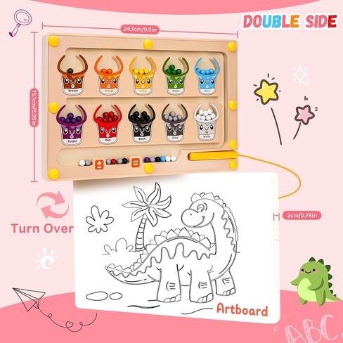 2 في 1 متاهة مغناطيسية للألوان والأرقام، ألعاب مونتيسوري مع لوحة رسم لعمر 3 4 5 سنوات، ألغاز كرات مغناطيسية خشبية، ألعاب تعليمية للأطفال الصغار الأولاد والبنات وأعياد الميلاد in Kuwait