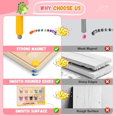 2 في 1 متاهة مغناطيسية للألوان والأرقام، ألعاب مونتيسوري مع لوحة رسم لعمر 3 4 5 سنوات، ألغاز كرات مغناطيسية خشبية، ألعاب تعليمية للأطفال الصغار الأولاد والبنات وأعياد الميلاد in Kuwait