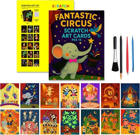 Leibster Scratch Art for Kids 15 Sheets 8x6.4 Inch Rainbow Scratch Paper Kids Return Gifts for Birthday Party（Little Red Riding Hood） in Saudi Arabia
