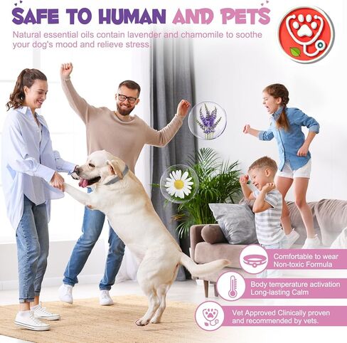 عبوة من 4 أطواق مهدئة للكلاب تحتوي على فرمون طبيعي | طوق مهدئ للكلاب يساعد على تقليل السلوك غير المرغوب فيه | تخفيف التوتر للكلاب والكلاب الصغيرة، هدوء واسترخاء مقاوم للماء يدوم 60 يومًا (رمادي) in Kuwait