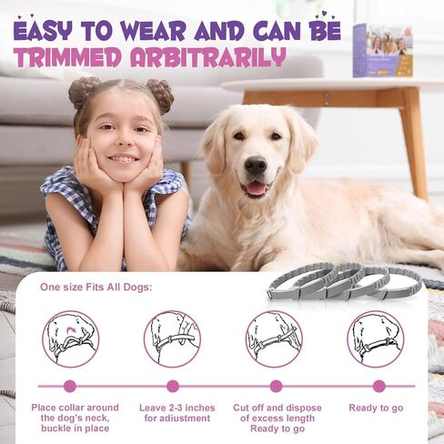 عبوة من 4 أطواق مهدئة للكلاب تحتوي على فرمون طبيعي | طوق مهدئ للكلاب يساعد على تقليل السلوك غير المرغوب فيه | تخفيف التوتر للكلاب والكلاب الصغيرة، هدوء واسترخاء مقاوم للماء يدوم 60 يومًا (رمادي) in Kuwait