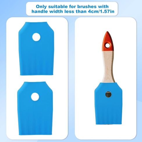 قطعتان من أغطية فرشاة الطلاء العالمية، واقيات فرشاة الطلاء المصنوعة من السيليكون المتينة للفنانين وتناسب الأعمال اليدوية التي يقل عرضها عن 1.57 بوصة (أزرق) in Kuwait