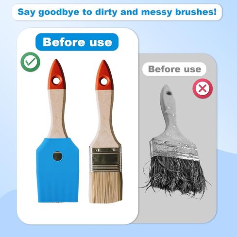قطعتان من أغطية فرشاة الطلاء العالمية، واقيات فرشاة الطلاء المصنوعة من السيليكون المتينة للفنانين وتناسب الأعمال اليدوية التي يقل عرضها عن 1.57 بوصة (أزرق) in Kuwait