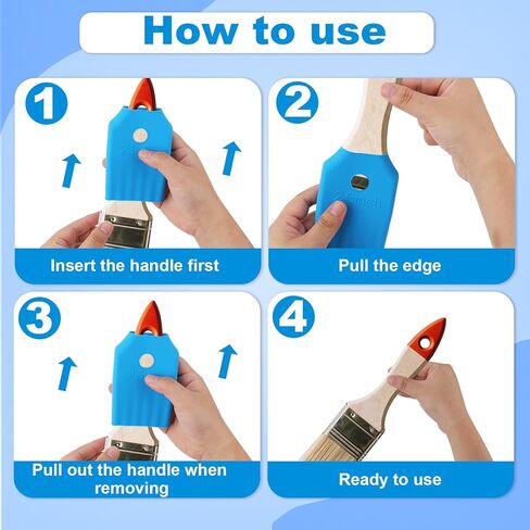 قطعتان من أغطية فرشاة الطلاء العالمية، واقيات فرشاة الطلاء المصنوعة من السيليكون المتينة للفنانين وتناسب الأعمال اليدوية التي يقل عرضها عن 1.57 بوصة (أزرق) in Kuwait