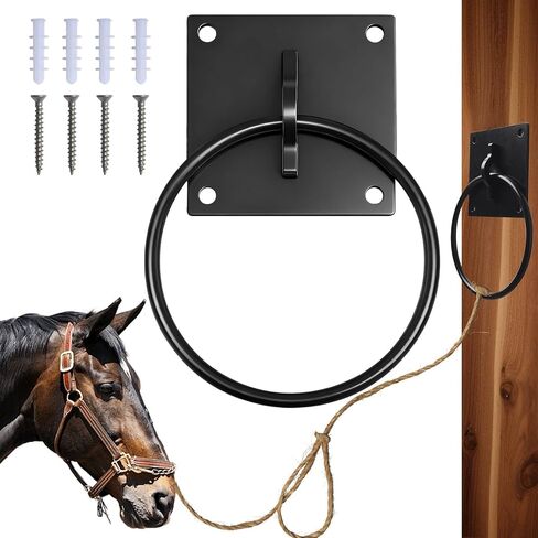 Horses Tie Ring - Black Safe Heavy Duty Tying Ring for Stall, Trailer & Training, Prevents Pull-Back Injuries, Essential Horse Stall & Barn Supplies (1) in Saudi Arabia