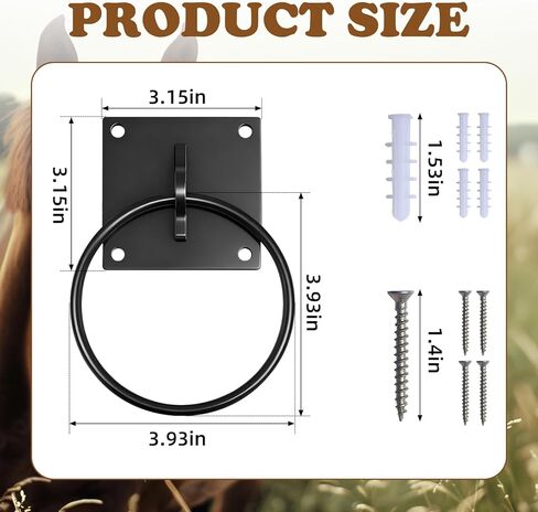 Horses Tie Ring - Black Safe Heavy Duty Tying Ring for Stall, Trailer & Training, Prevents Pull-Back Injuries, Essential Horse Stall & Barn Supplies (1) in Saudi Arabia