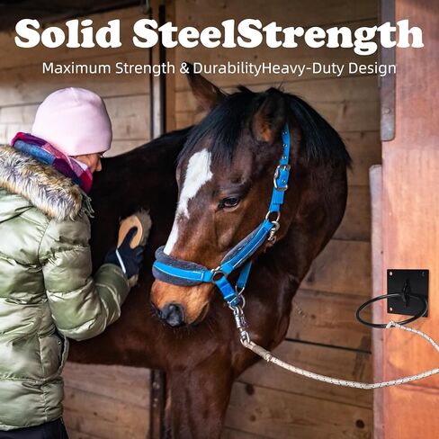 Horses Tie Ring - Black Safe Heavy Duty Tying Ring for Stall, Trailer & Training, Prevents Pull-Back Injuries, Essential Horse Stall & Barn Supplies (1) in Saudi Arabia