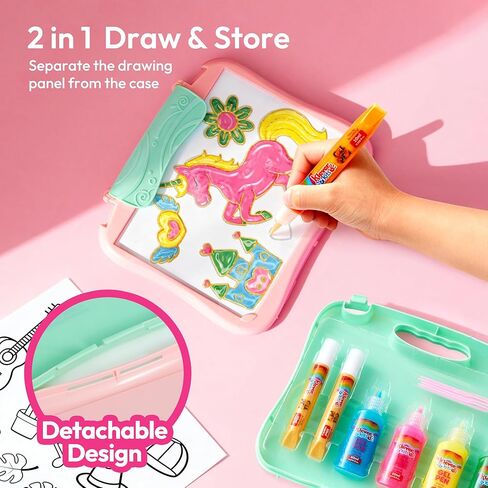 Klever Kits Gel Art Drawing Board- Window Craft and Stickers, Arts and Crafts for Kids 6+, Drawing Board with 4 Filling Pens, 2 Tracing Pens and Storage Case, Educational Gifts for Toddler by Jova in Kuwait