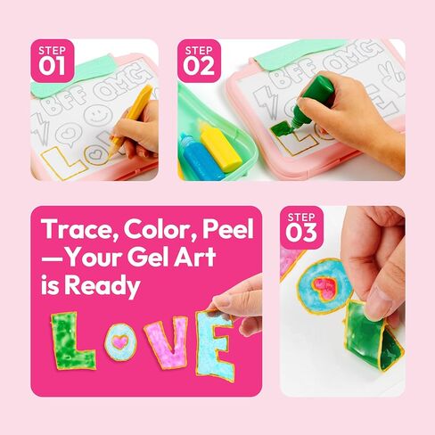 Klever Kits Gel Art Drawing Board- Window Craft and Stickers, Arts and Crafts for Kids 6+, Drawing Board with 4 Filling Pens, 2 Tracing Pens and Storage Case, Educational Gifts for Toddler by Jova in Kuwait