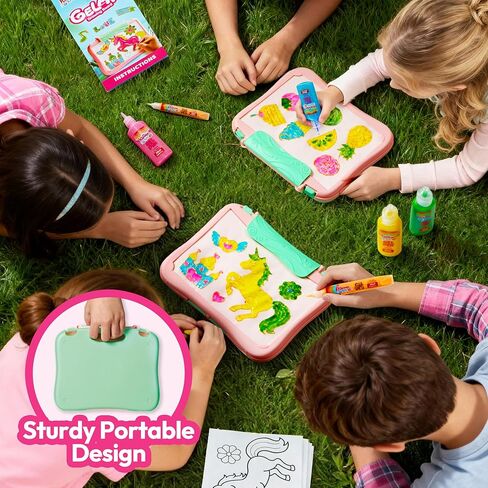 Klever Kits Gel Art Drawing Board- Window Craft and Stickers, Arts and Crafts for Kids 6+, Drawing Board with 4 Filling Pens, 2 Tracing Pens and Storage Case, Educational Gifts for Toddler by Jova in Kuwait