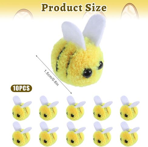 Vin Beauty 10 PCS Mini Wool Felt Bees, Mini Bee Plush Decor for Bee Gender Reveal Decorations Cute Bees Craft Supplies Party Supplies and Costume DIY in Saudi Arabia