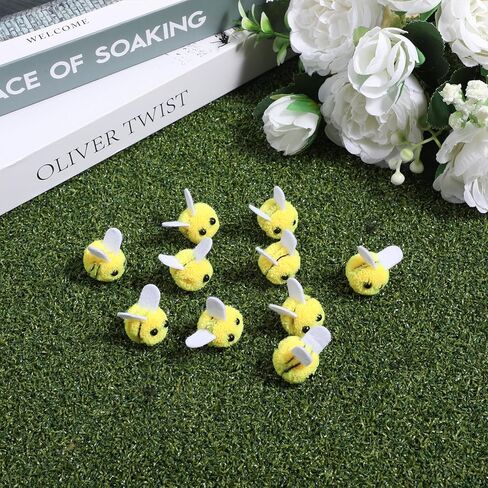 Vin Beauty 10 PCS Mini Wool Felt Bees, Mini Bee Plush Decor for Bee Gender Reveal Decorations Cute Bees Craft Supplies Party Supplies and Costume DIY in Saudi Arabia