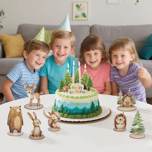 12 Pack Woodland Animals Baby Shower Decorations, Kid Forest Happy Birthday Decoration Centerpieces for Tables Woodland Nursery Animal Decor Home Office Farmhouse in Kuwait
