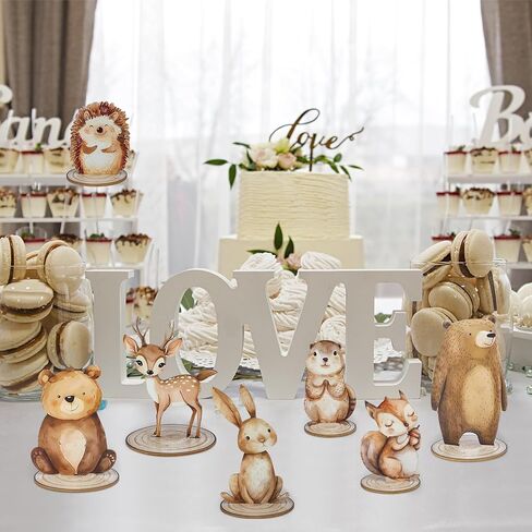 12 Pack Woodland Animals Baby Shower Decorations, Kid Forest Happy Birthday Decoration Centerpieces for Tables Woodland Nursery Animal Decor Home Office Farmhouse in Kuwait
