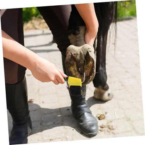 GANAZONO 2pcs Horse Hoof Cleaning Brush Professional Hoof Hook Ergonomic Grip for Easy Grooming and Maintenance of Horse Random Colors in Saudi Arabia