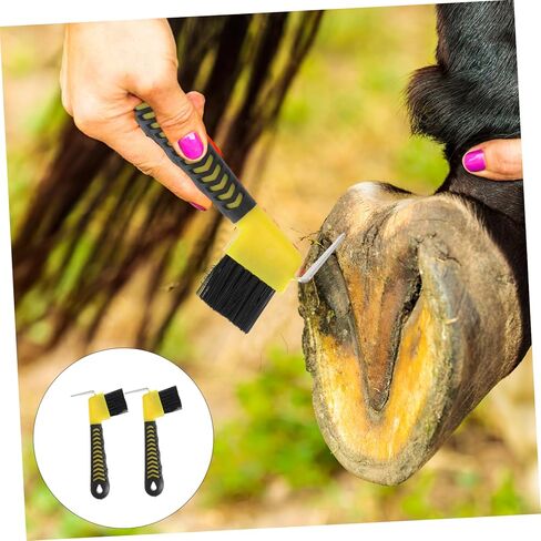 GANAZONO 2pcs Horse Hoof Cleaning Brush Professional Hoof Hook Ergonomic Grip for Easy Grooming and Maintenance of Horse Random Colors in Saudi Arabia