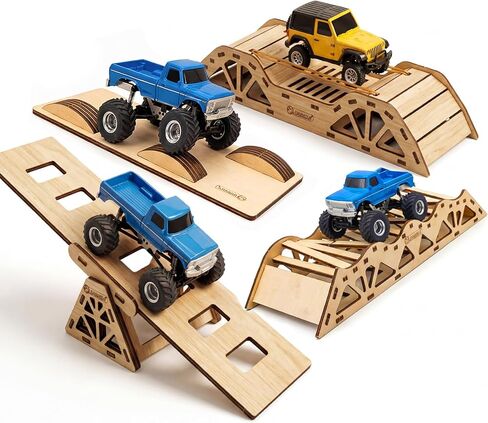 Wooden Crawler Track Set - 1/36 Scale Obstacle Course with Steep Ramp & Bridge for Mini RC Crawlers | Portable, Durable Off-Road Training Track in Saudi Arabia