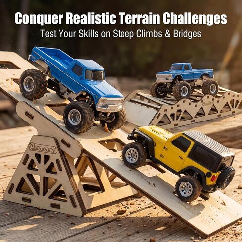 Wooden Crawler Track Set - 1/36 Scale Obstacle Course with Steep Ramp & Bridge for Mini RC Crawlers | Portable, Durable Off-Road Training Track in Saudi Arabia
