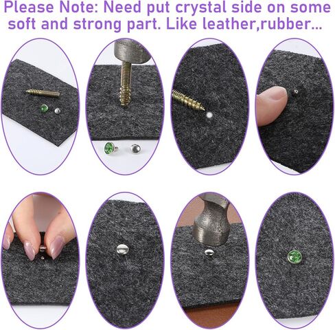 100 PCS Mixed Colors Rhinestone Rivets, 8mm Cz Crystal Rivets Double Cap Rivet for Leather Crafting with Tubular for Making Purse Clothing Shoes Leather Crafts in Kuwait
