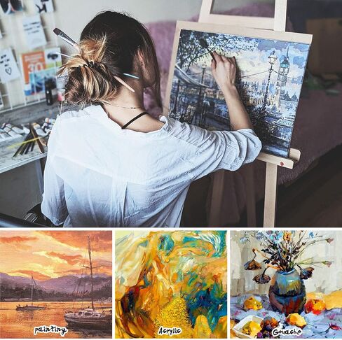 لوحات قماشية للرسم مقاس 16 × 12 بوصة 3 عبوات، لوحات فنية بيضاء فارغة خالية من الأحماض من القطن بنسبة 100% من جيسو - لوازم فنية احترافية للأكريليك والزيت والألوان المائية والتمبرا والغواش in Kuwait