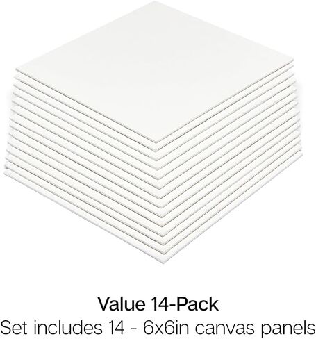 KINGART White 6" x 6" Artist Canvas Boards, Value Pack of 14 Rectangular Panels, Gesso Primed - 100% Cotton, Art Supplies for Oil and Acrylic Painting in Saudi Arabia
