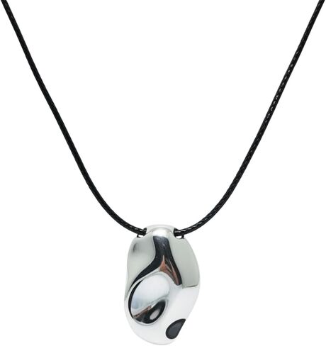 Chunky Necklace Pebble Pendant Necklace Leather Rope Necklaces Statement Trendy Jewelry in Kuwait