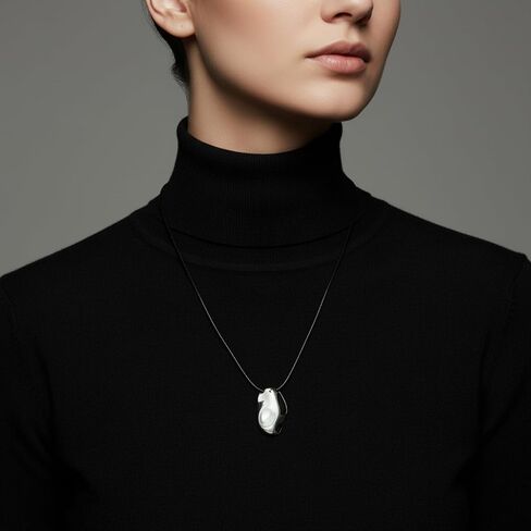 Chunky Necklace Pebble Pendant Necklace Leather Rope Necklaces Statement Trendy Jewelry in Kuwait