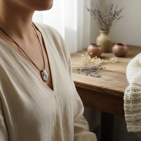 Chunky Necklace Pebble Pendant Necklace Leather Rope Necklaces Statement Trendy Jewelry in Kuwait