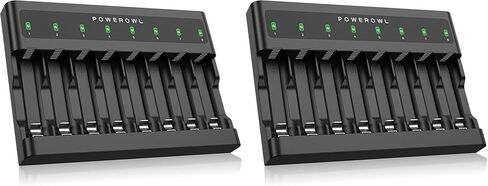 باوروول شاحن بطارية ايه 8 فتحات، فتحة مستقلة، شحن سريع USB لبطاريات ان اي-ام اتش Ni-CD القابلة لاعادة الشحن in Kuwait