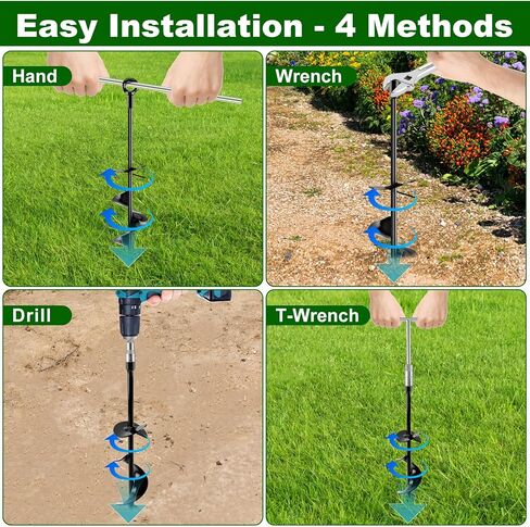 Ground Anchors Screw in Kit, 18 Inch Spiral Trampoline Anchors with Reinforced Blade, Ground Stakes High Wind Heavy Duty for Camping Tent Swing Set Carport Shed Mobile Home Dog Tie Out, 4 Pack in Saudi Arabia