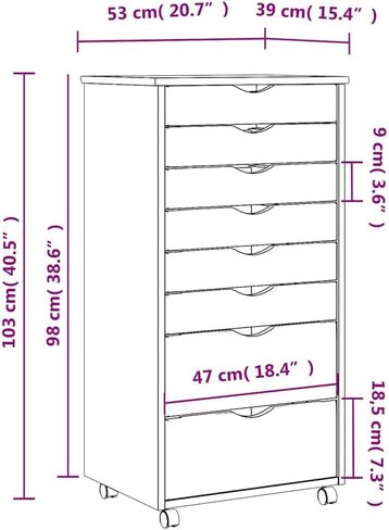 Rolling Storage Cabinet Grey 15.4 x 20.9 x 40.6 in Solid Pine & Engineered Wood Mobile Crafts Organizer with 8 Drawers for Office Craft Room Living Room in Saudi Arabia
