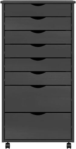 Rolling Storage Cabinet Grey 15.4 x 20.9 x 40.6 in Solid Pine & Engineered Wood Mobile Crafts Organizer with 8 Drawers for Office Craft Room Living Room in Saudi Arabia