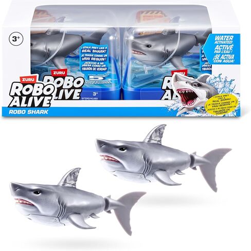 Robo Alive Water Activated Shark 2 Pack (White) by ZURU – Realistic Swimming Robotic Bath Toy for Kids, Tweens & Teens, Water-Activated Pet Shark for Play & Pranks, 3+ in Saudi Arabia