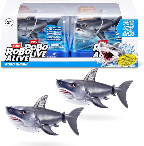 Robo Alive Water Activated Shark 2 Pack (White) by ZURU – Realistic Swimming Robotic Bath Toy for Kids, Tweens & Teens, Water-Activated Pet Shark for Play & Pranks, 3+ in Saudi Arabia