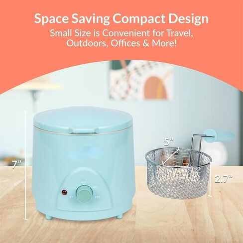 NEW 1.5-QUART DEEP FRYER, BLUE,120°F TO 400°F HEAT, SPACE-SAVING DESIGN, COOK OTHER MEATS, FISH, VEGGIES, CAKES, FRUITS, AND SO MUCH MORE, COOK YOUR FAVORITE DEEP-FRIED FOODS QUICKLY AND EFFICIENTLY. in Saudi Arabia