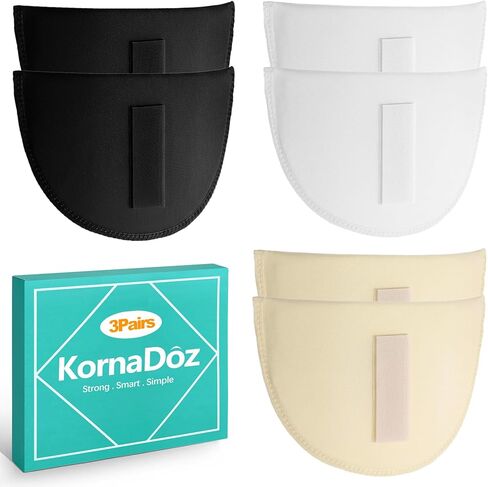 KornaDoz 3 Pairs Hook and Loop Shoulder Pads for Women, Breathable Sponge, Black, White, Skin Tone – Women's Clothing & Blazers in Kuwait