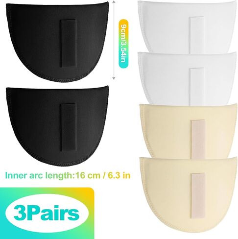 KornaDoz 3 Pairs Hook and Loop Shoulder Pads for Women, Breathable Sponge, Black, White, Skin Tone – Women's Clothing & Blazers in Kuwait
