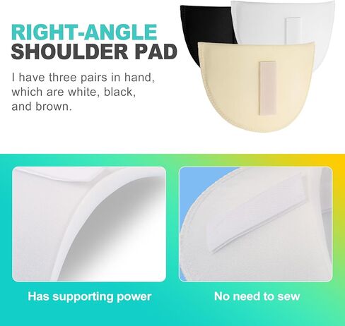 KornaDoz 3 Pairs Hook and Loop Shoulder Pads for Women, Breathable Sponge, Black, White, Skin Tone – Women's Clothing & Blazers in Kuwait