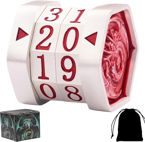 Metal MTG Life Counter Wheel Metal Magic Life Counter MTG Health Tracker MTGs Foundations with Dragon Symbol for Board Games, Cards Games, TTRPGs, Compatible with MTGs(Pearl Silver_Red) in Saudi Arabia