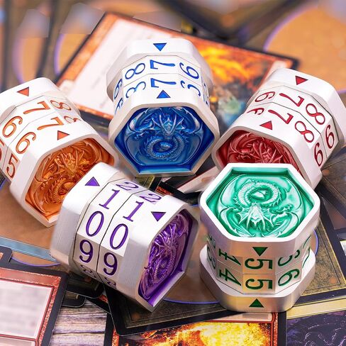 Metal MTG Life Counter Wheel Metal Magic Life Counter MTG Health Tracker MTGs Foundations with Dragon Symbol for Board Games, Cards Games, TTRPGs, Compatible with MTGs(Pearl Silver_Red) in Saudi Arabia